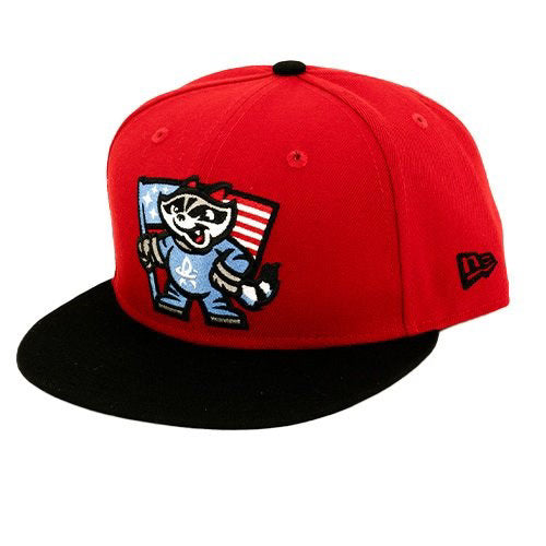 Minor League Baseball Trash Pandas Fitted Hat 9-50 Red W/Black