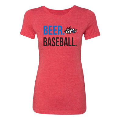 Women's Red Beer Baseball T-shirt